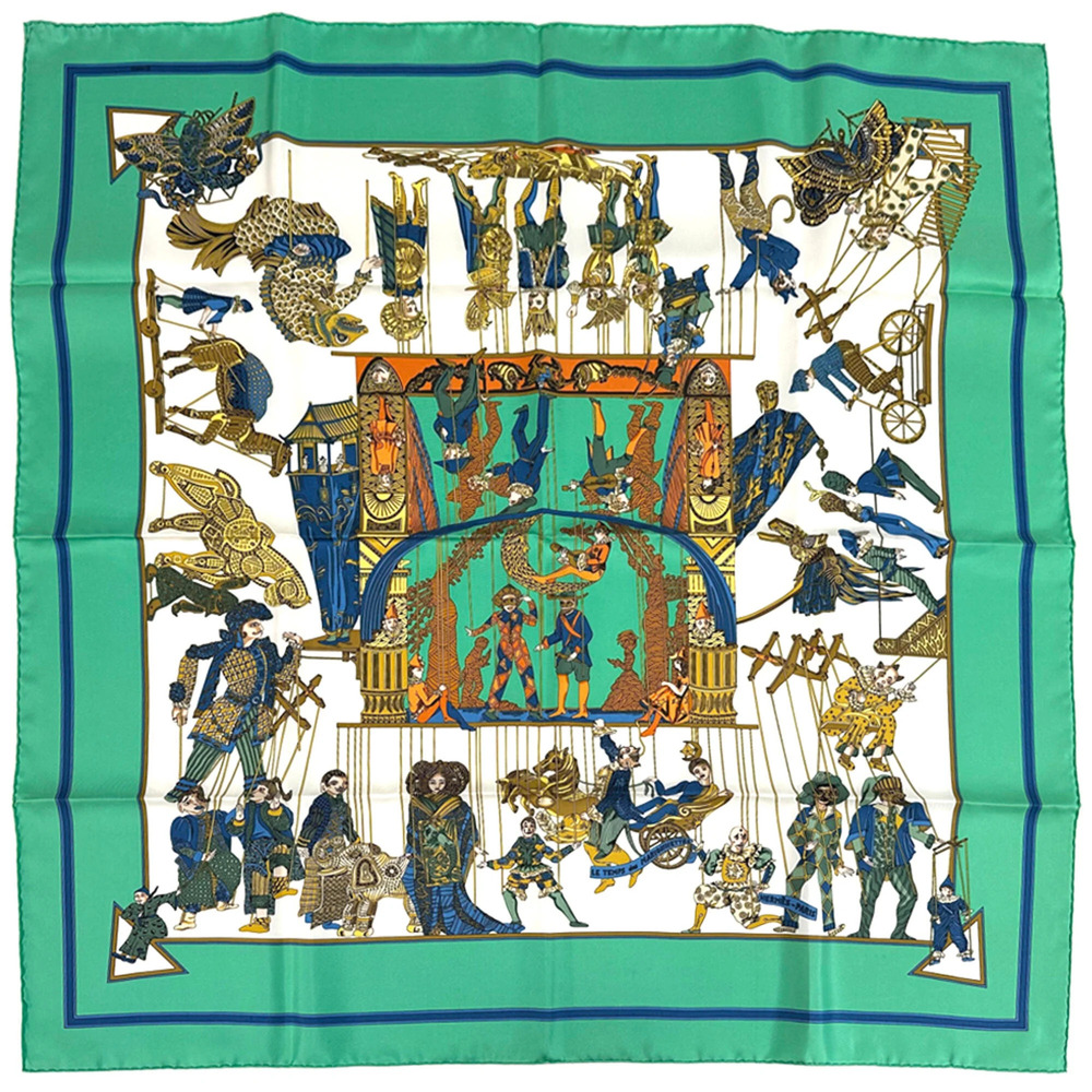 HERMES Green Silk Scarf